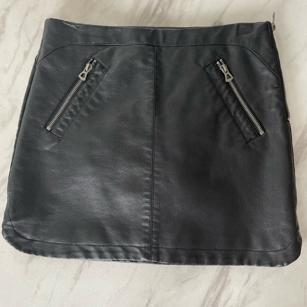 Women’s Black Leather Mini Skirt